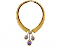 18ct Gold French Collar with Amethyst Drops