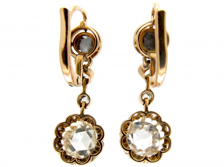 French Rose Diamond Drop Earrings