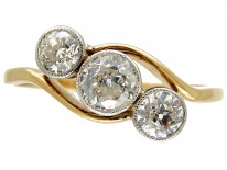 Art Nouveau Three Stone Diamond Twist Ring