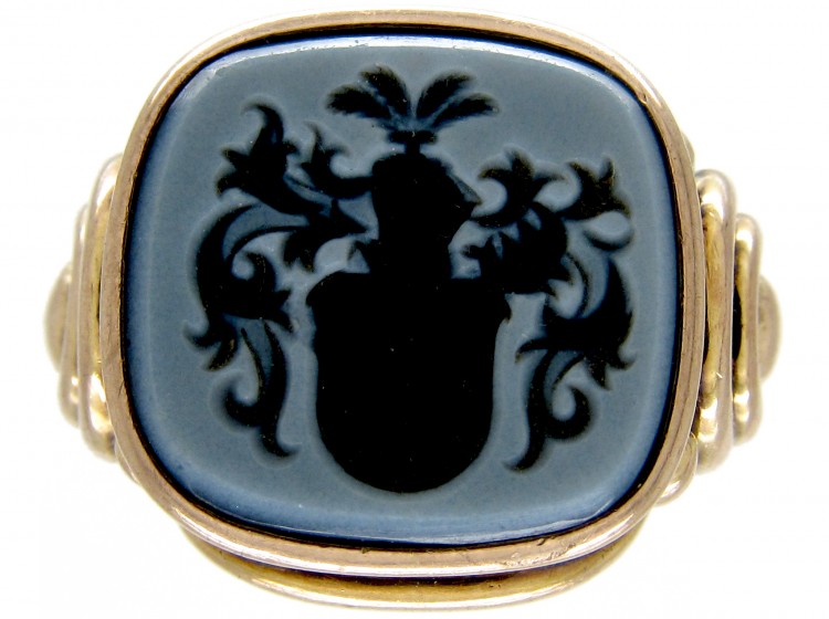 Sardonyx Intaglio Signet Ring
