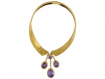 18ct Gold French Collar with Amethyst Drops