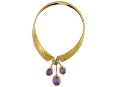 18ct Gold French Collar with Amethyst Drops