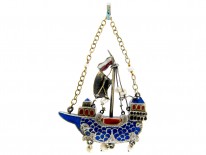 Austro-Hungarian Silver & Enamel Galleon Pendant