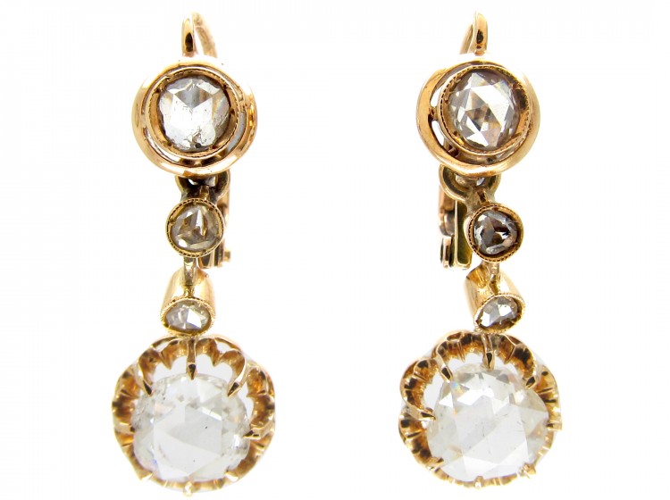 French Rose Diamond Drop Earrings