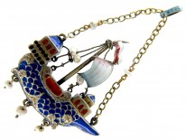Austro-Hungarian Silver & Enamel Galleon Pendant
