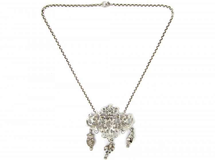 Silver Mask & Cherub Necklace