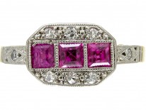 Ruby & Diamond Art Deco Ring