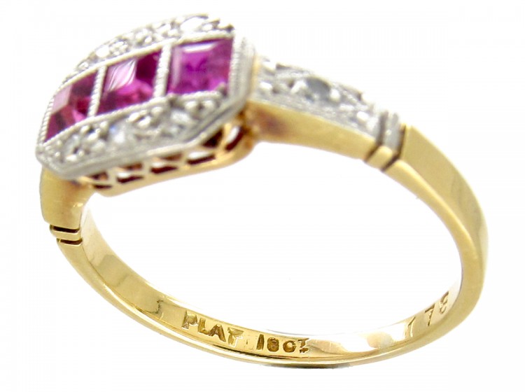 Ruby & Diamond Art Deco Ring