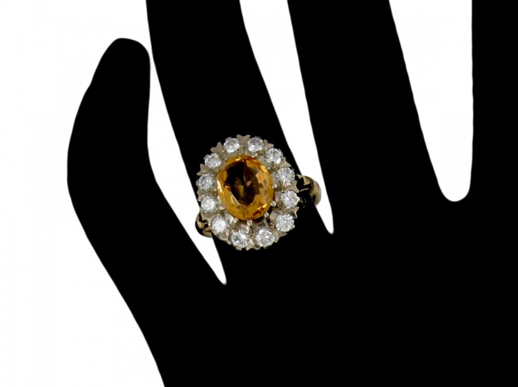 Topaz & Diamond Antique Cluster Ring