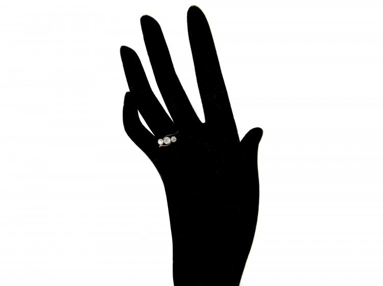 Art Nouveau Three Stone Diamond Twist Ring