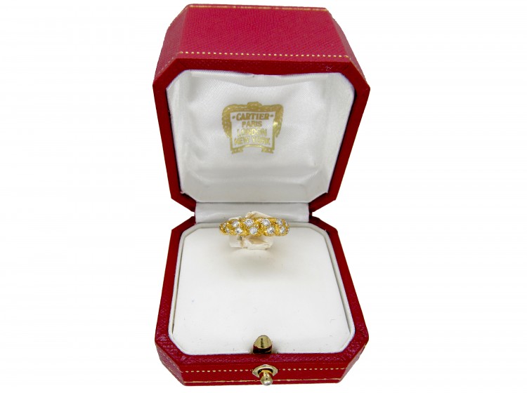 Cartier 18ct Gold Twist Diamond Set Ring in Original Case