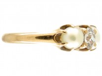 Victorian Five Stone Pearl & Diamond Ring