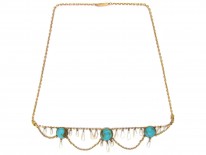 Gold,Turquoise ​& Mississippi Pearl Necklace by Murrle Bennett