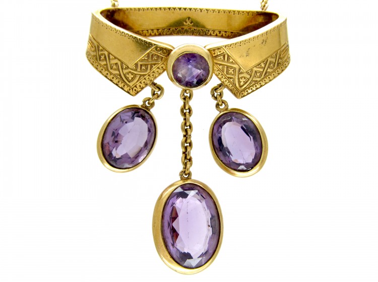 French 18ct Gold & Amethyst Necklace