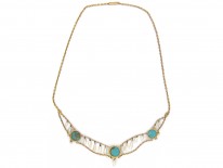 Gold,Turquoise ​& Mississippi Pearl Necklace by Murrle Bennett
