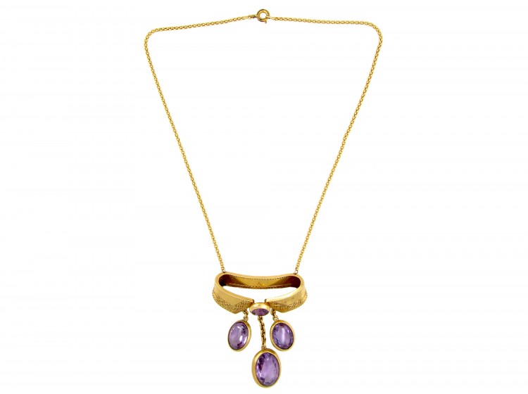French 18ct Gold & Amethyst Necklace