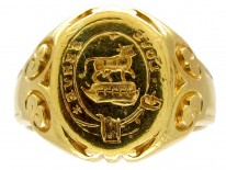 18ct Gold Signet Ring with the Motto 'Love Serves'