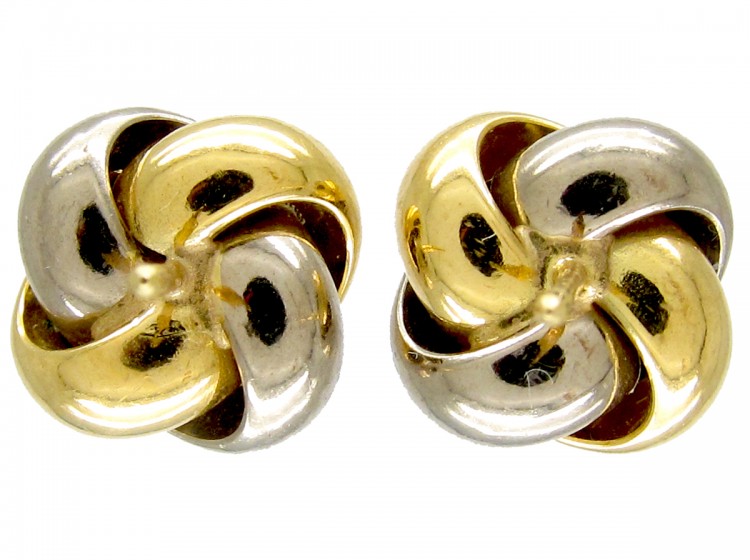 18ct Two Colour Gold Knot Earrings