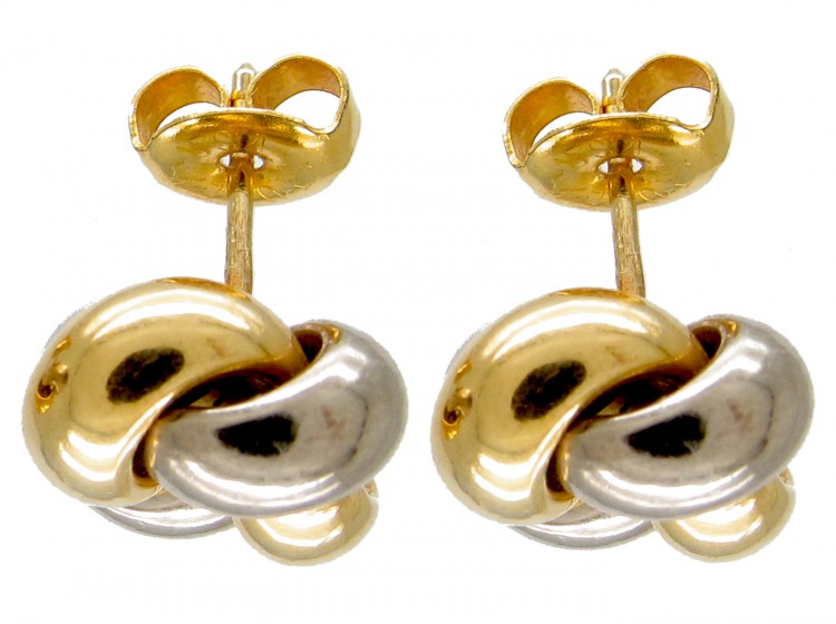 18ct Two Colour Gold Knot Earrings