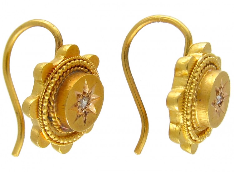 Victorian 15ct Gold & Diamond Earrings