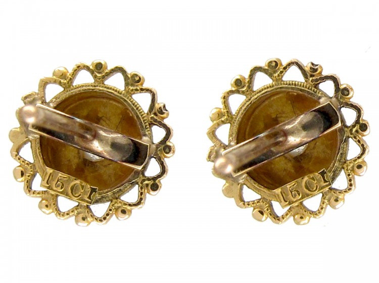 Victorian 15ct Gold & Diamond Earrings