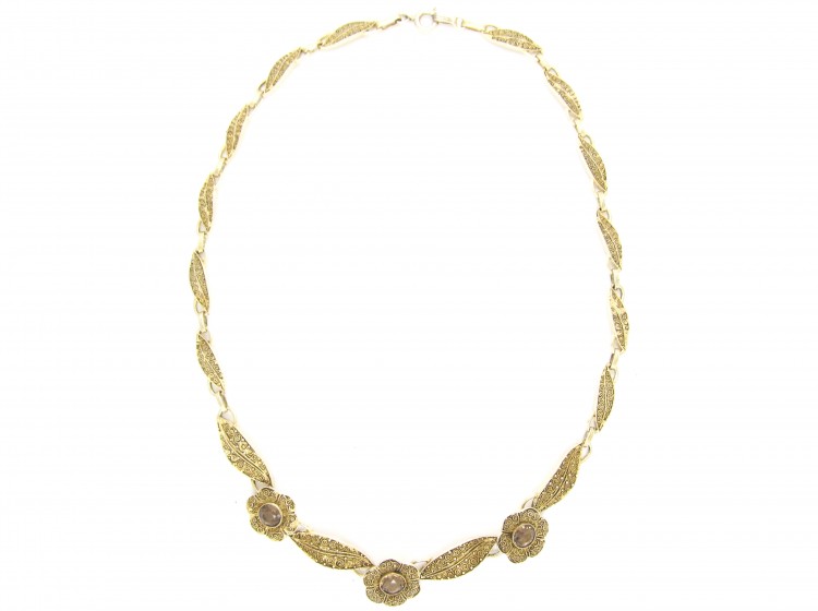 Theodor Fahrner Silver Gilt & Smokey Quartz Necklace