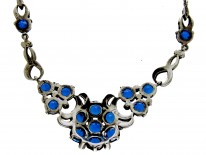 Marcasite & Blue Paste Silver Necklace