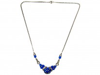Marcasite & Blue Paste Silver Necklace