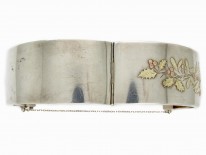 Silver Victorian Three colour Gold Overlay Bangle