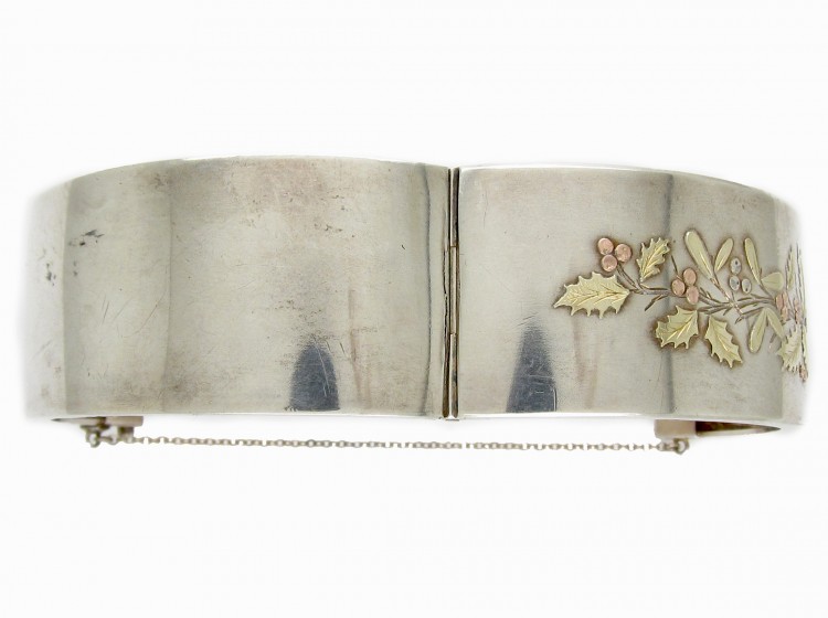 Silver Victorian Three colour Gold Overlay Bangle