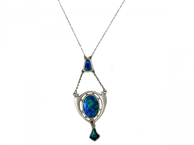 Art Nouveau Silver & Enamel Pendant by Charles Horner