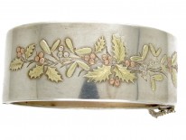 Silver Victorian Three colour Gold Overlay Bangle