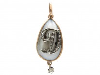 Diamond & Blister Pearl D Pendant