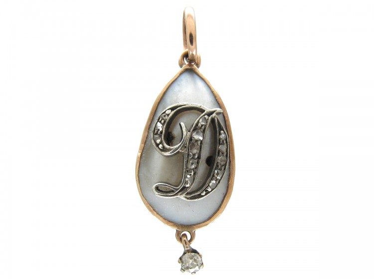 Diamond & Blister Pearl D Pendant