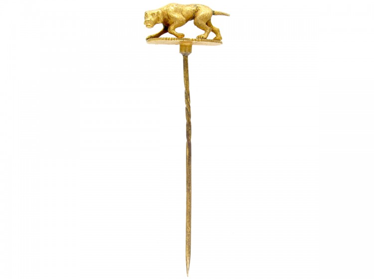 Hunting Dog 18ct Gold Victorian Tie Pin
