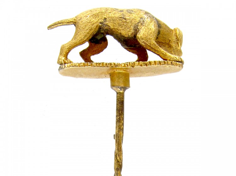 Hunting Dog 18ct Gold Victorian Tie Pin