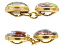 Reverse Intaglio Rock Crystal Game Bird 18ct Gold Victorian Cufflinks