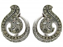 Silver Clip on Paste Art Deco Earrings