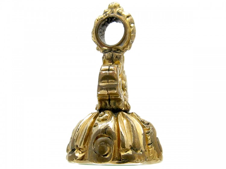 Regency Gold Cased Seal with Green Chalcedony Base