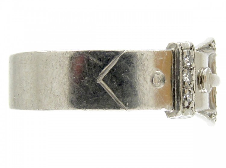 Platinum & Diamond Art Deco Buckle Ring