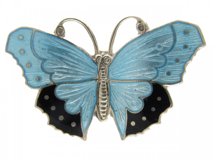 Silver & Enamel Butterfly Brooch