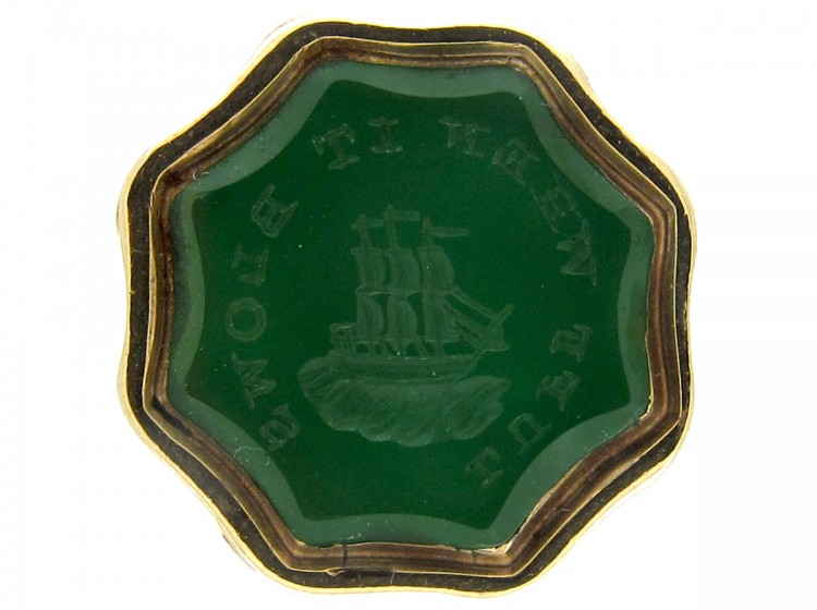Regency Gold Cased Seal with Green Chalcedony Base