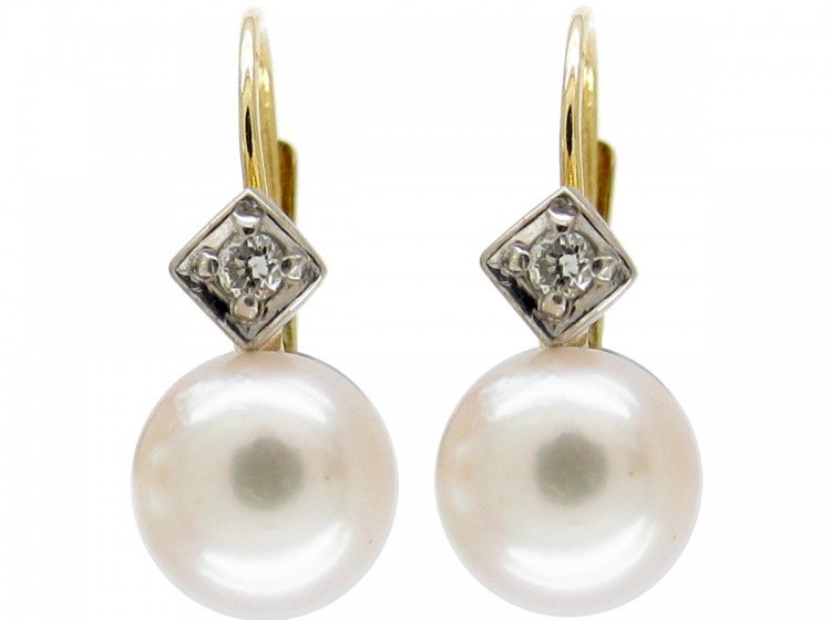 Pearl & Diamond Earrings