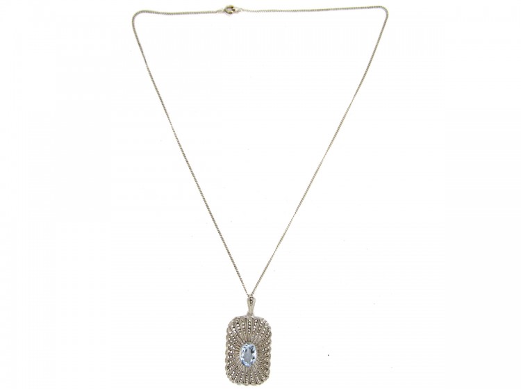 Art Deco Silver & Marcasite Pendant on Silver Chain