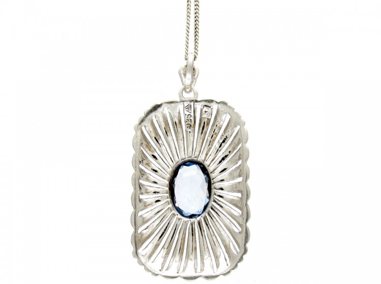 Art Deco Silver & Marcasite Pendant on Silver Chain