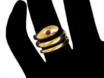 Ruby & Diamond 18ct Gold Victorian Snake Ring