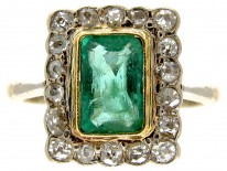 Emerald & Diamond Art Deco Rectangular Ring