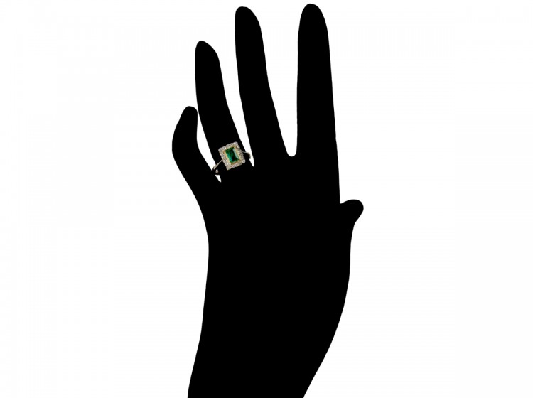 Emerald & Diamond Art Deco Rectangular Ring
