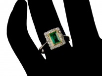 Emerald & Diamond Art Deco Rectangular Ring