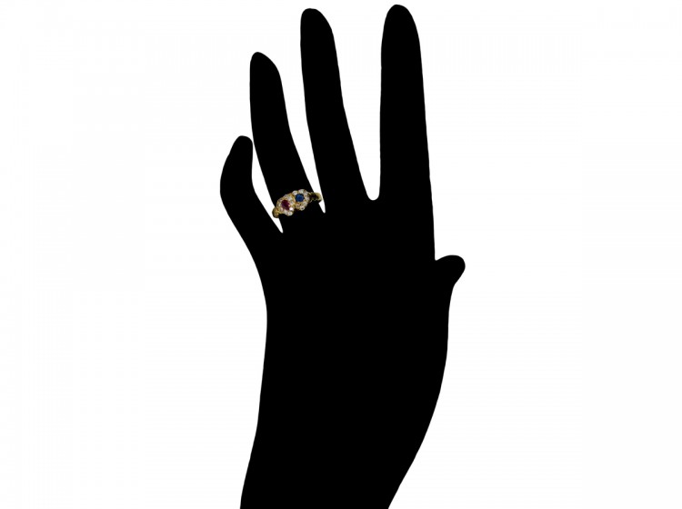 Diamond Ruby & Sapphire Double Heart Ring